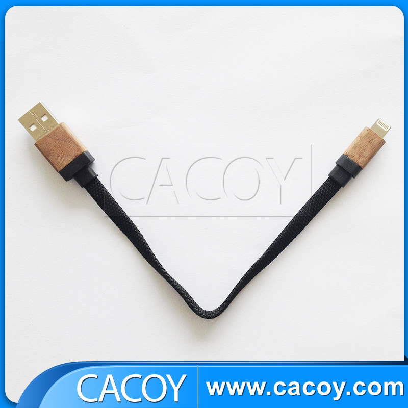 Flexible PET nylon yarn braided cable with wooden casing